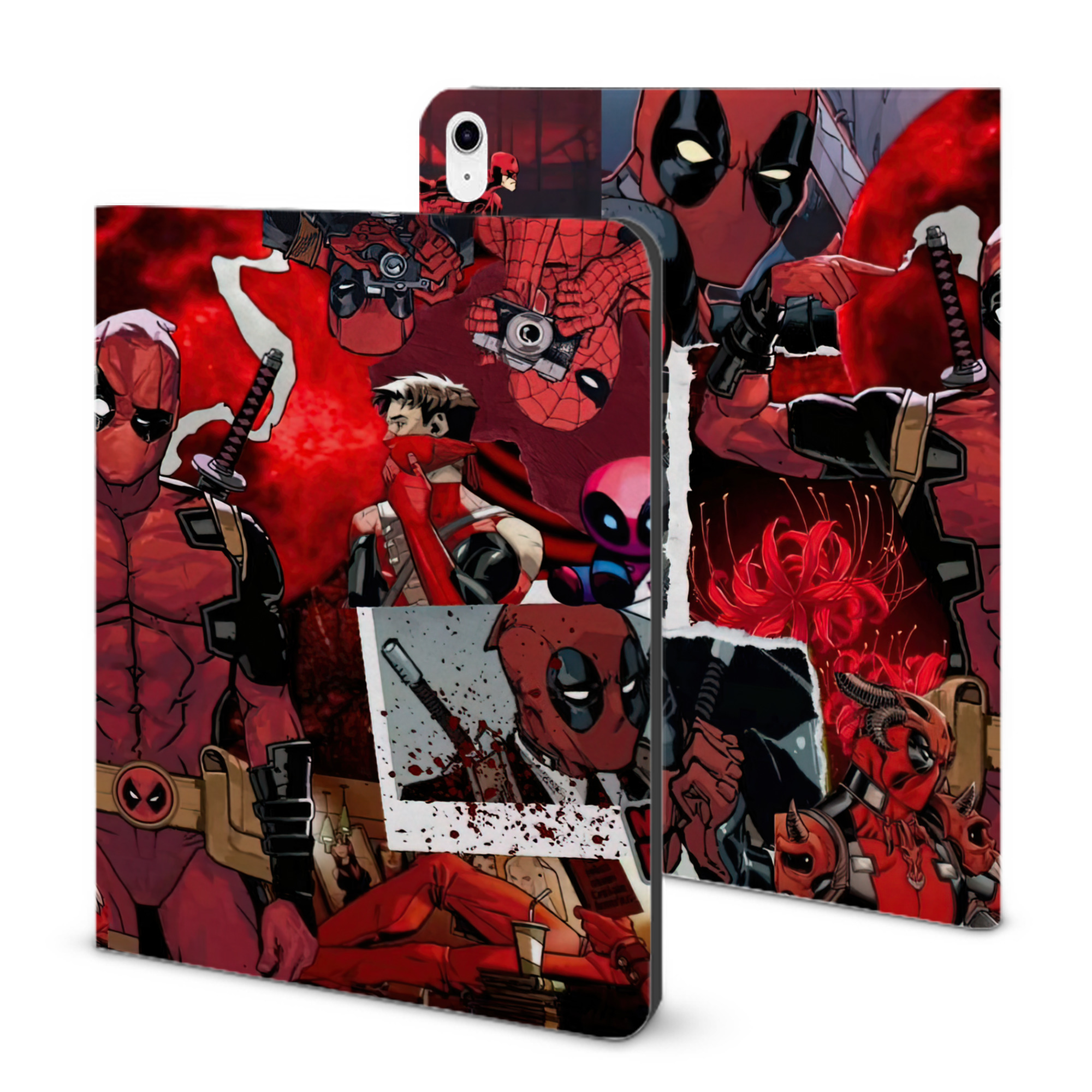 （画像用） Deadpool デッドプール IPad ケース ブック型 PUレザー TPU 耐衝撃 軽量 薄型 ペン収納なし 全面保護 IPad 各モデル対応